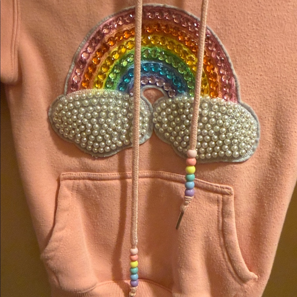 Lola and the boys Pink Hoodie with Rainbow and Cloud Design - Picture 3 of 4